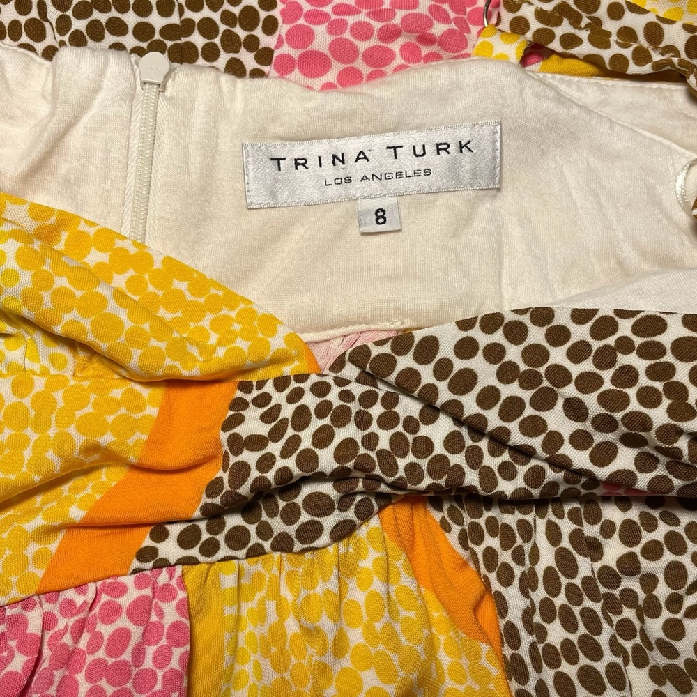 Trina Turk polka dot slip dress sz 8 multi color midi - Picture 3 of 10